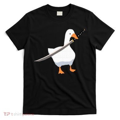 Duck with sword Duck wielding a Katana knife Goose T-Shirt