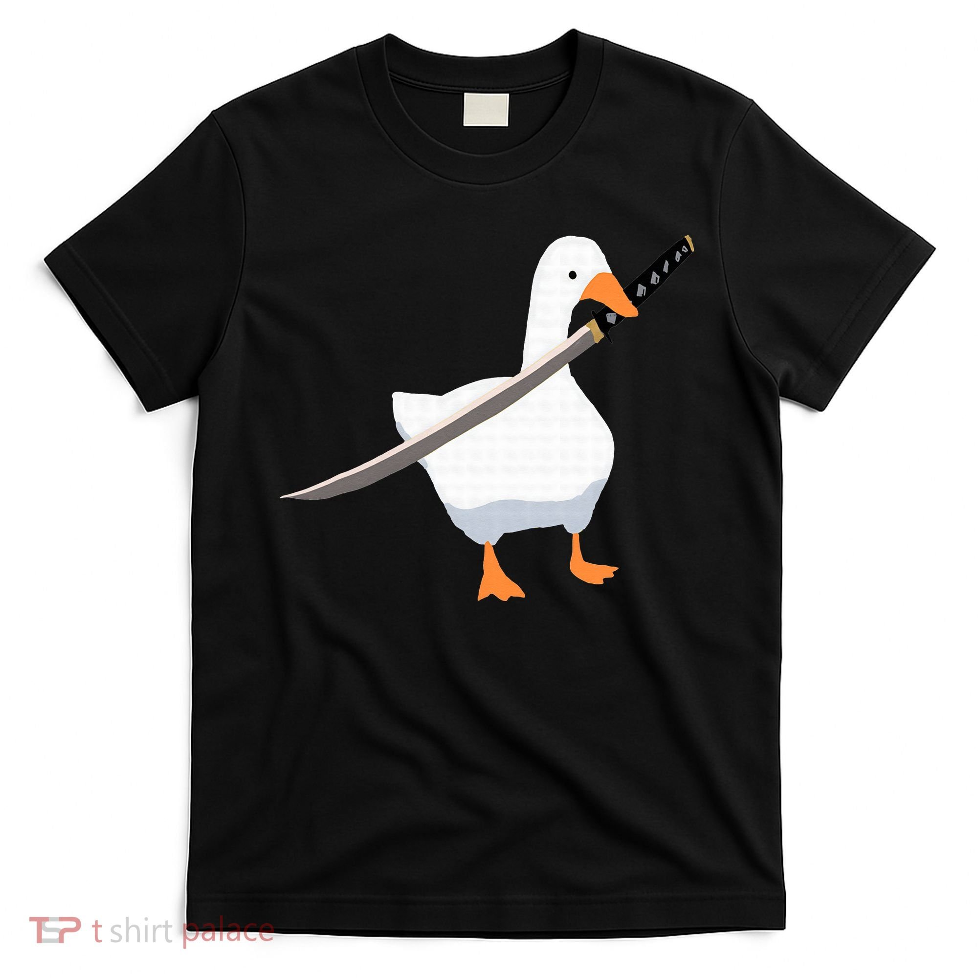 Duck with sword Duck wielding a Katana knife Goose T-Shirt