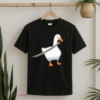 Duck with sword Duck wielding a Katana knife Goose T-Shirt thumb 2