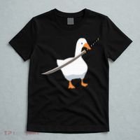 Duck with sword Duck wielding a Katana knife Goose T-Shirt thumb 5