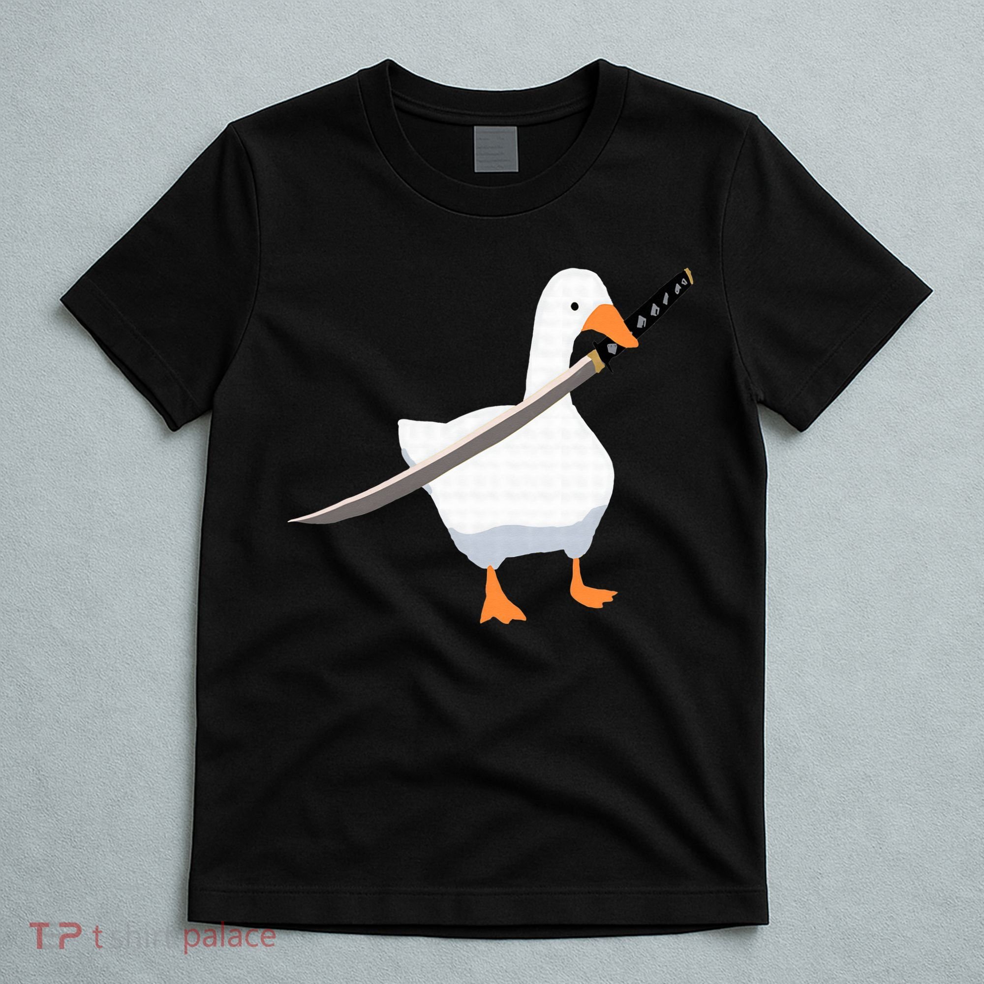 Duck with sword Duck wielding a Katana knife Goose T-Shirt