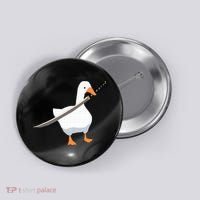 Duck with sword Duck wielding a Katana knife Goose Button thumb 0