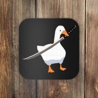 Duck with sword Duck wielding a Katana knife Goose Coaster thumb 0