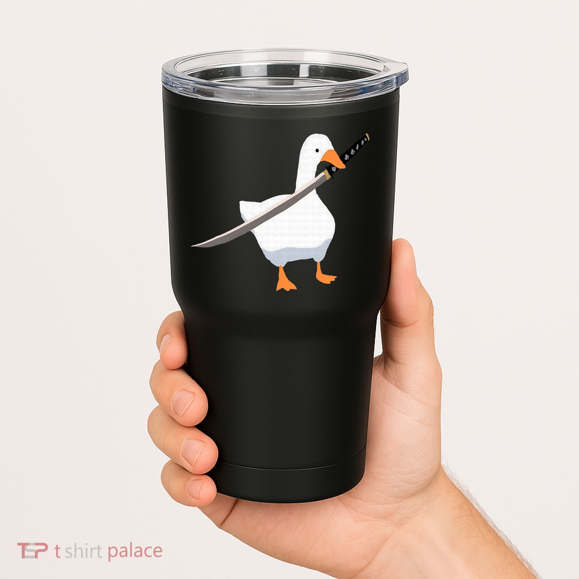 Duck with sword Duck wielding a Katana knife Goose Tumbler