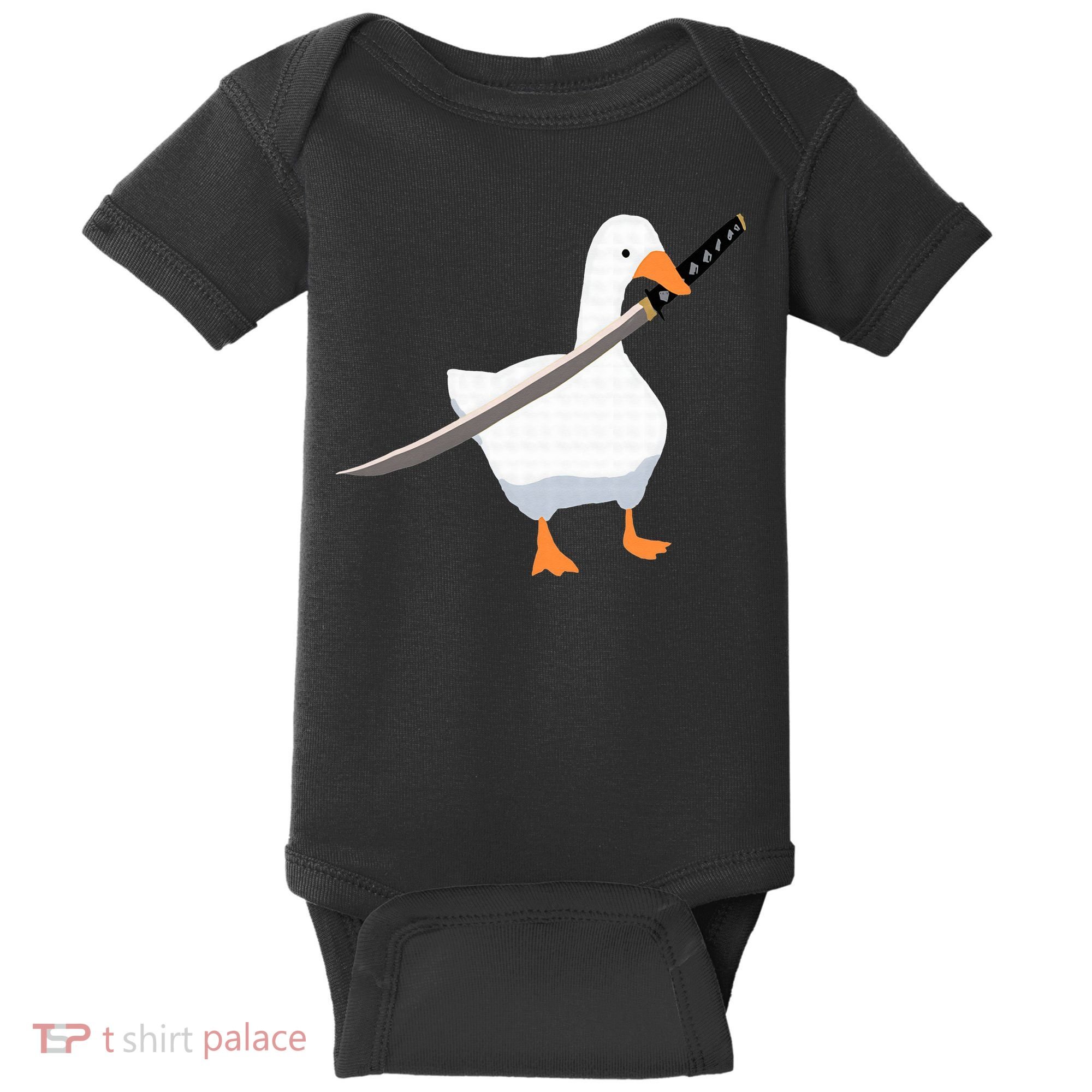 Duck with sword Duck wielding a Katana knife Goose Baby Bodysuit
