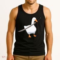 Duck with sword Duck wielding a Katana knife Goose Tank Top thumb 3