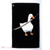 Duck with sword Duck wielding a Katana knife Goose Golf Towel thumb 0