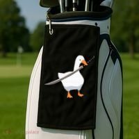 Duck with sword Duck wielding a Katana knife Goose Golf Towel thumb 2