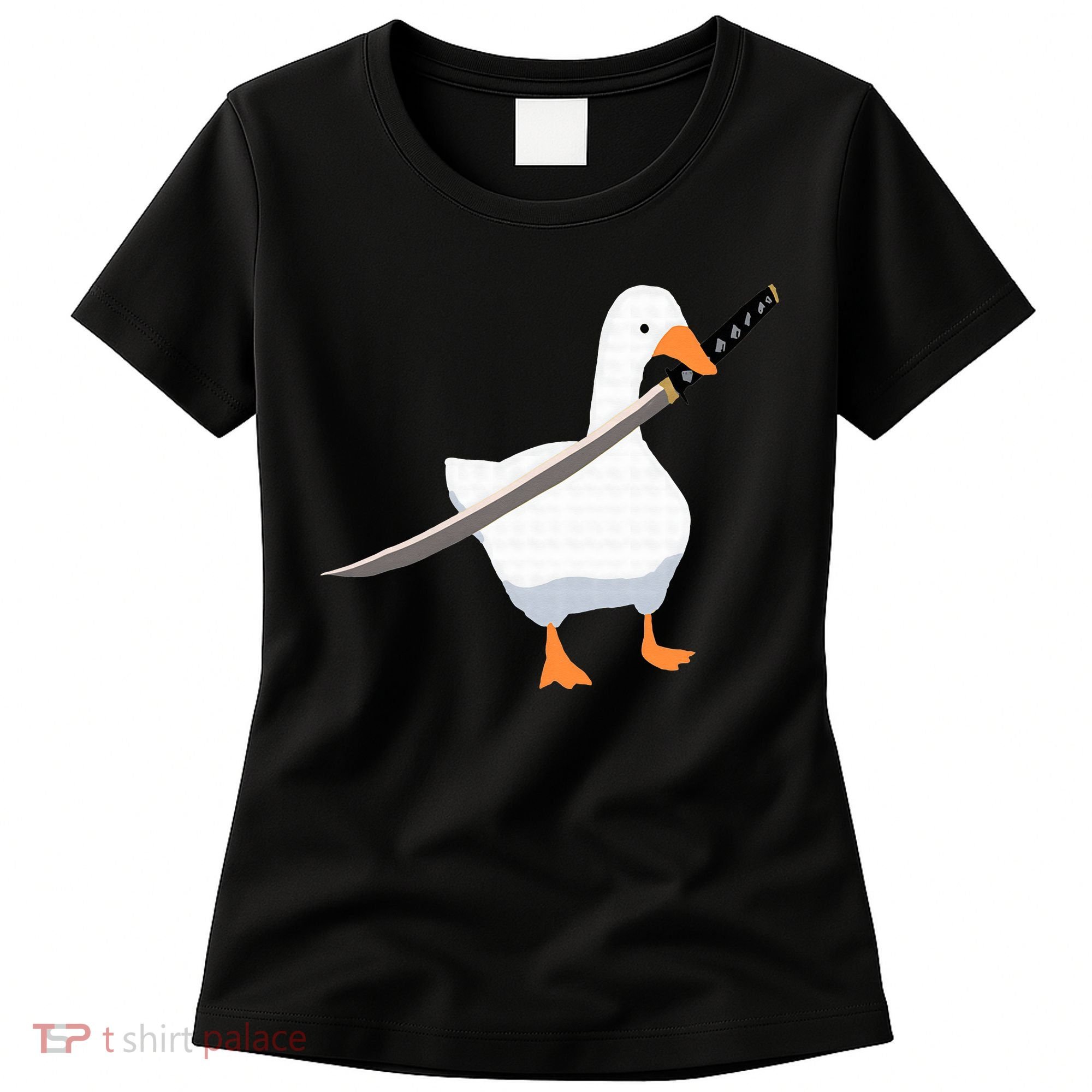 Duck with sword Duck wielding a Katana knife Goose Women's T-Shirt