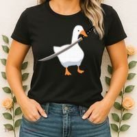 Duck with sword Duck wielding a Katana knife Goose Women's T-Shirt thumb 2
