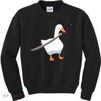 Duck with sword Duck wielding a Katana knife Goose Kids Sweatshirt thumb 0