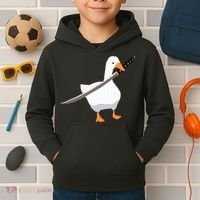 Duck with sword Duck wielding a Katana knife Goose Kids Hoodie thumb 2