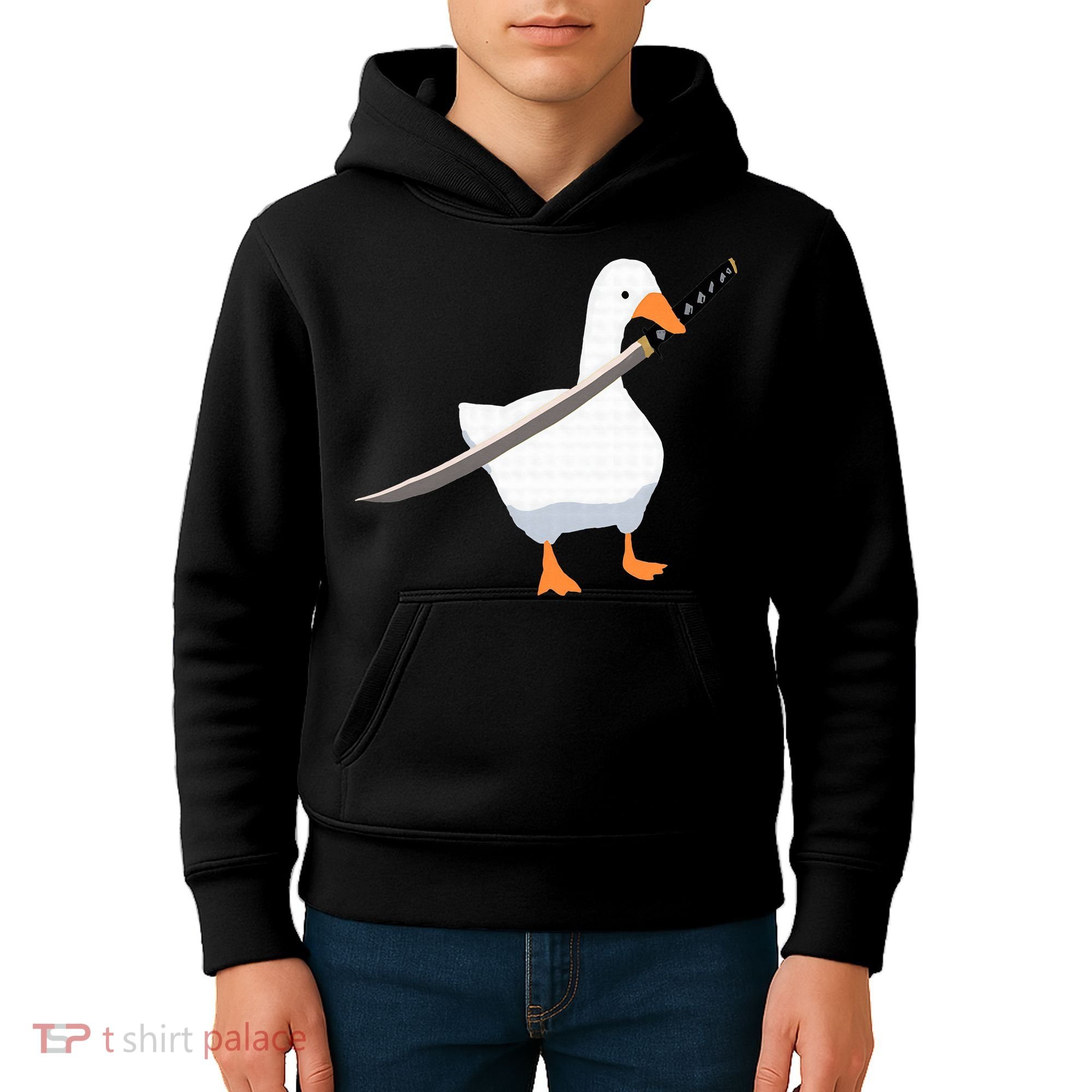 Duck with sword Duck wielding a Katana knife Goose Kids Hoodie