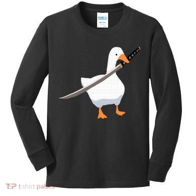 Duck with sword Duck wielding a Katana knife Goose Kids Long Sleeve Shirt
