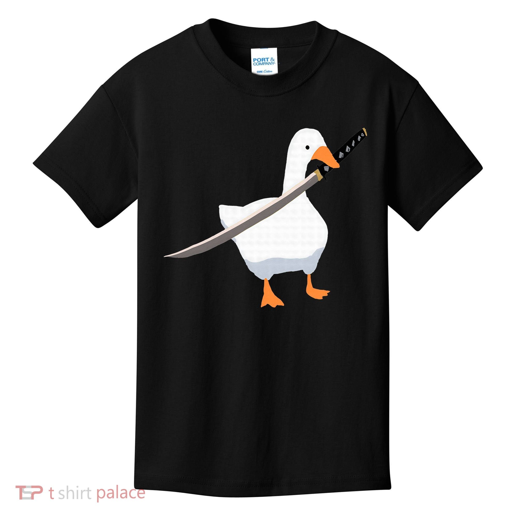 Duck with sword Duck wielding a Katana knife Goose Kids T-Shirt