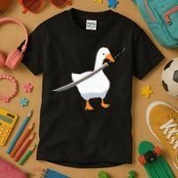 Duck with sword Duck wielding a Katana knife Goose Kids T-Shirt thumb 3