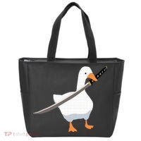 Duck with sword Duck wielding a Katana knife Goose Tote Bag thumb 0