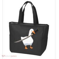 Duck with sword Duck wielding a Katana knife Goose Tote Bag thumb 3