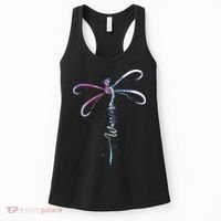 Dragonfly Warrior Semicolon Suicide Prevention Awareness Women's Tank Top thumb 0