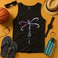 Dragonfly Warrior Semicolon Suicide Prevention Awareness Tank Top thumb 4