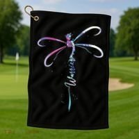 Dragonfly Warrior Semicolon Suicide Prevention Awareness Golf Towel thumb 1