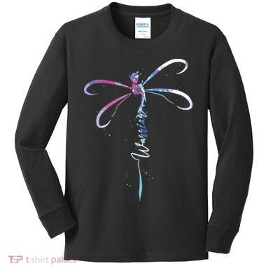 Dragonfly Warrior Semicolon Suicide Prevention Awareness Kids Long Sleeve Shirt