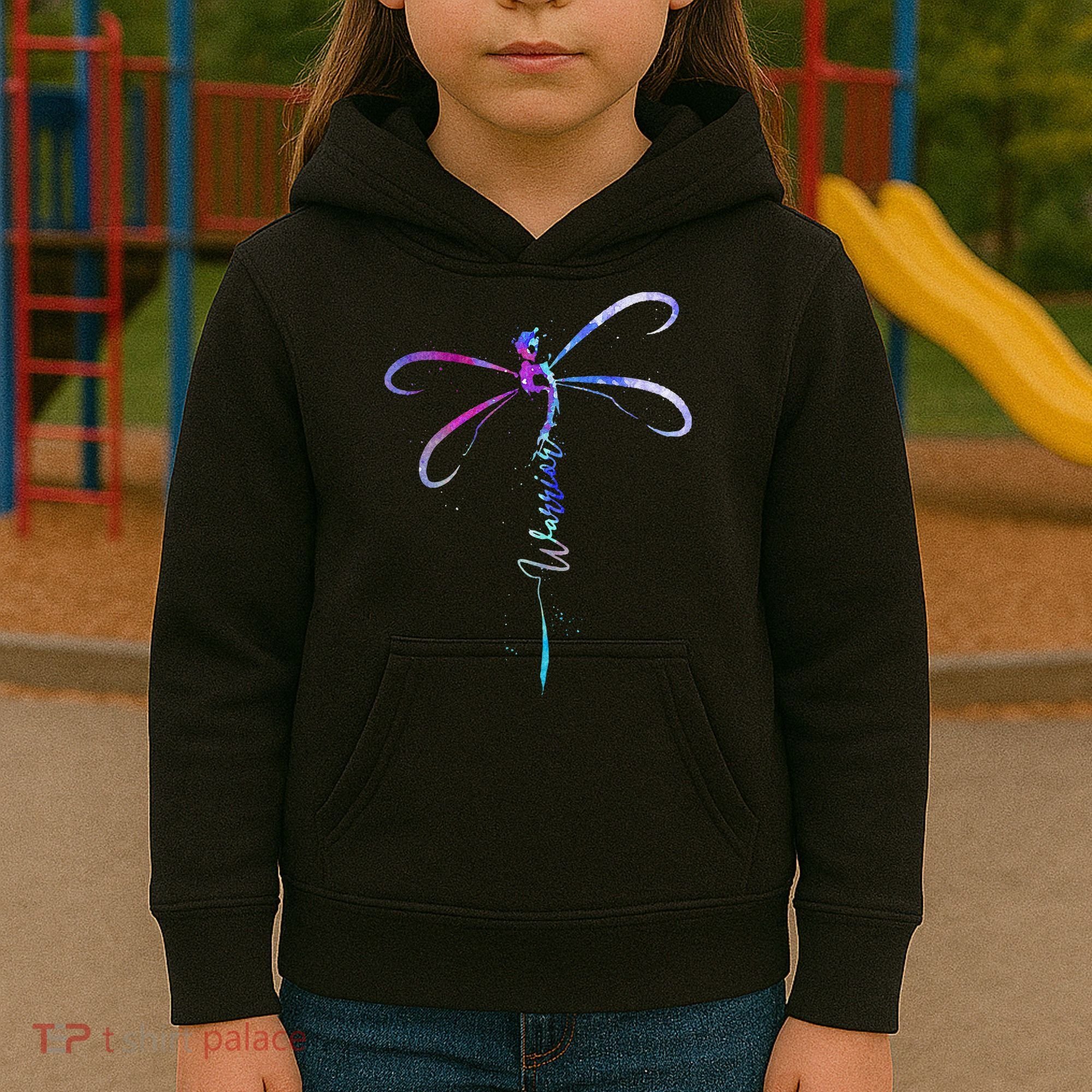 Dragonfly Warrior Semicolon Suicide Prevention Awareness Kids Hoodie