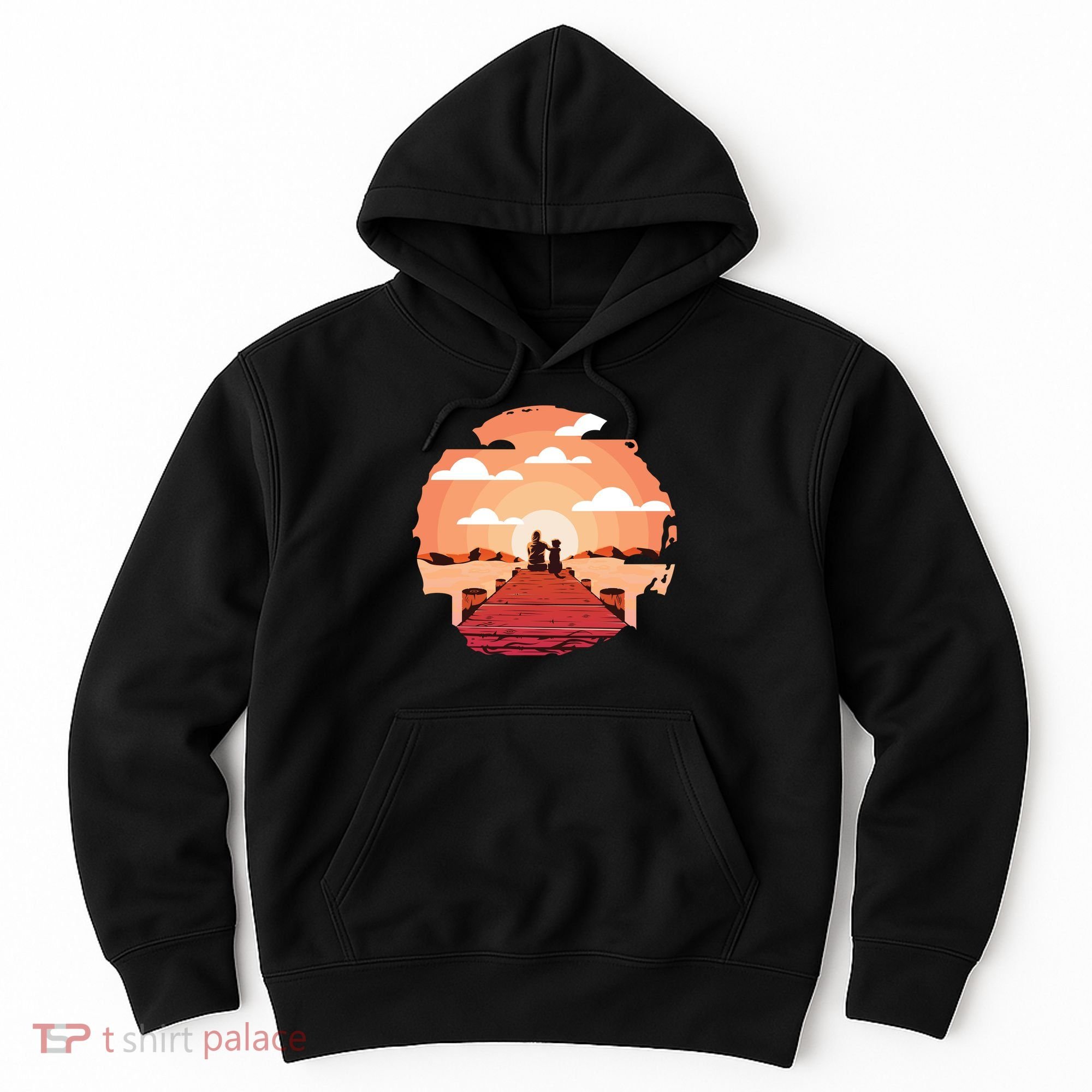 Dog Watching Sunset Hoodie