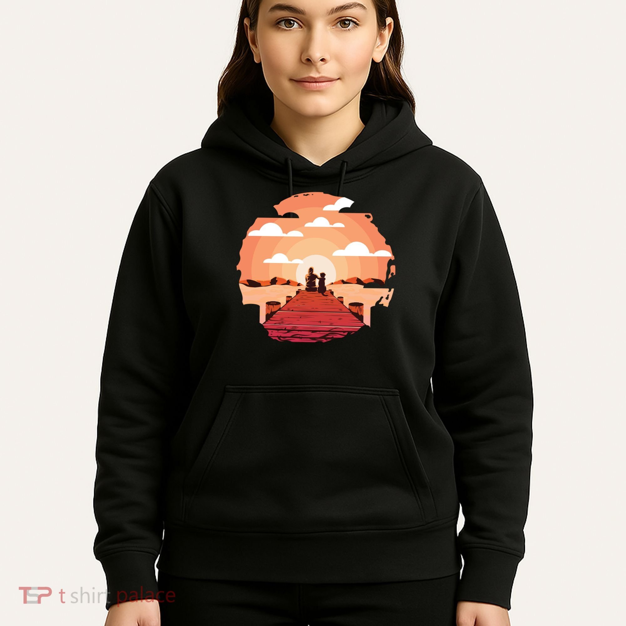Dog Watching Sunset Hoodie
