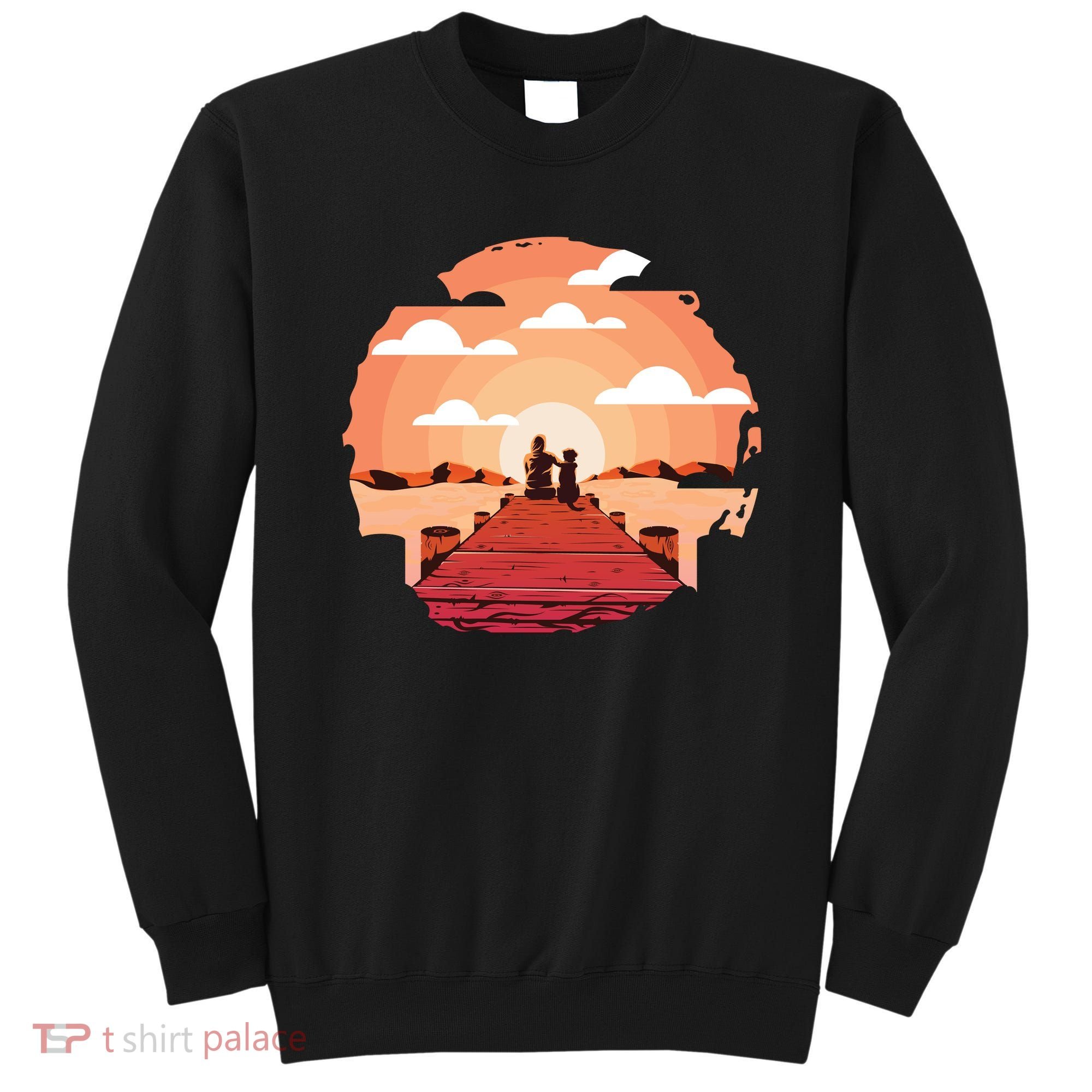 Dog Watching Sunset Sweatshirt