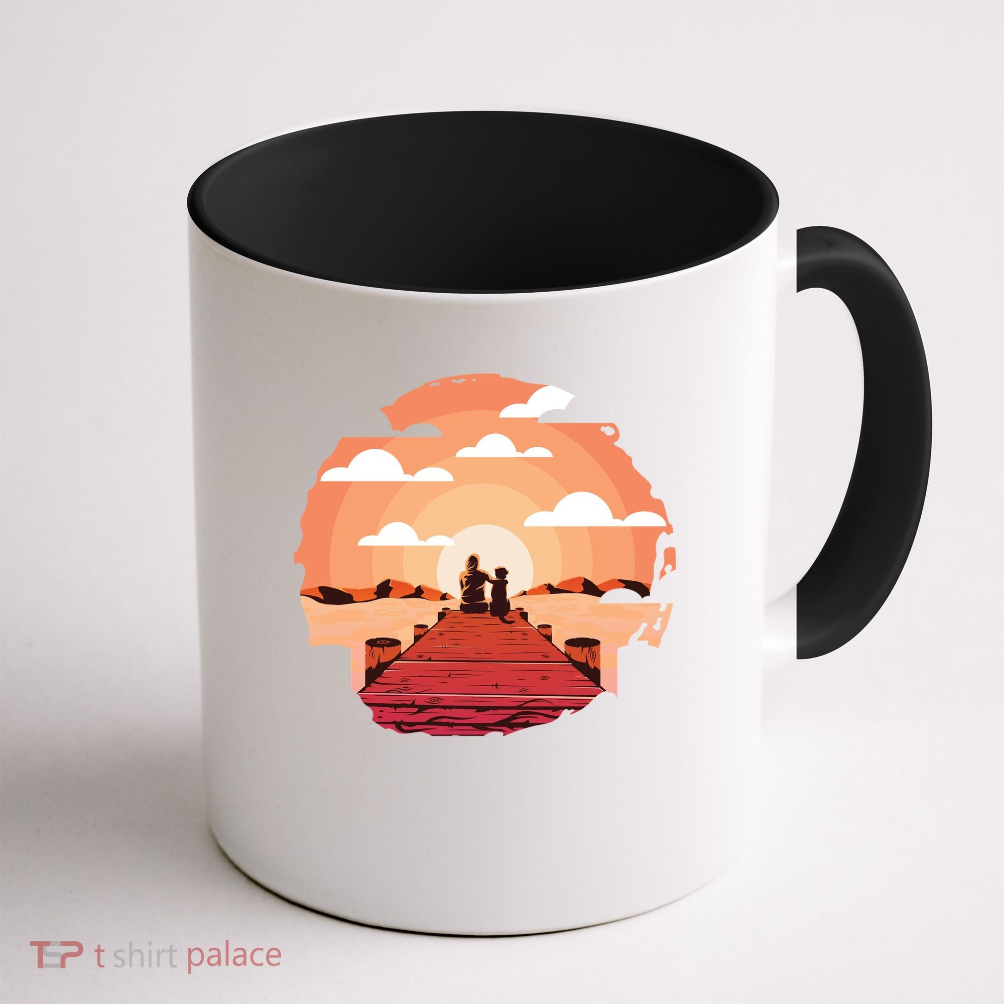 Dog Watching Sunset Coffee Mug