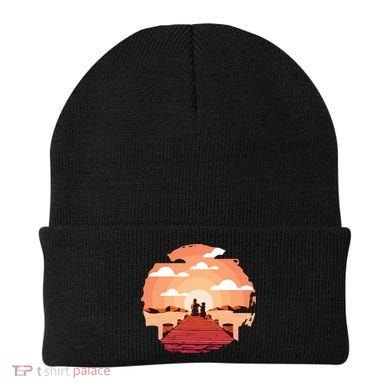Dog Watching Sunset Beanie