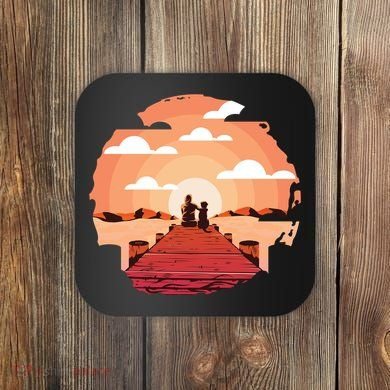 Dog Watching Sunset Coaster