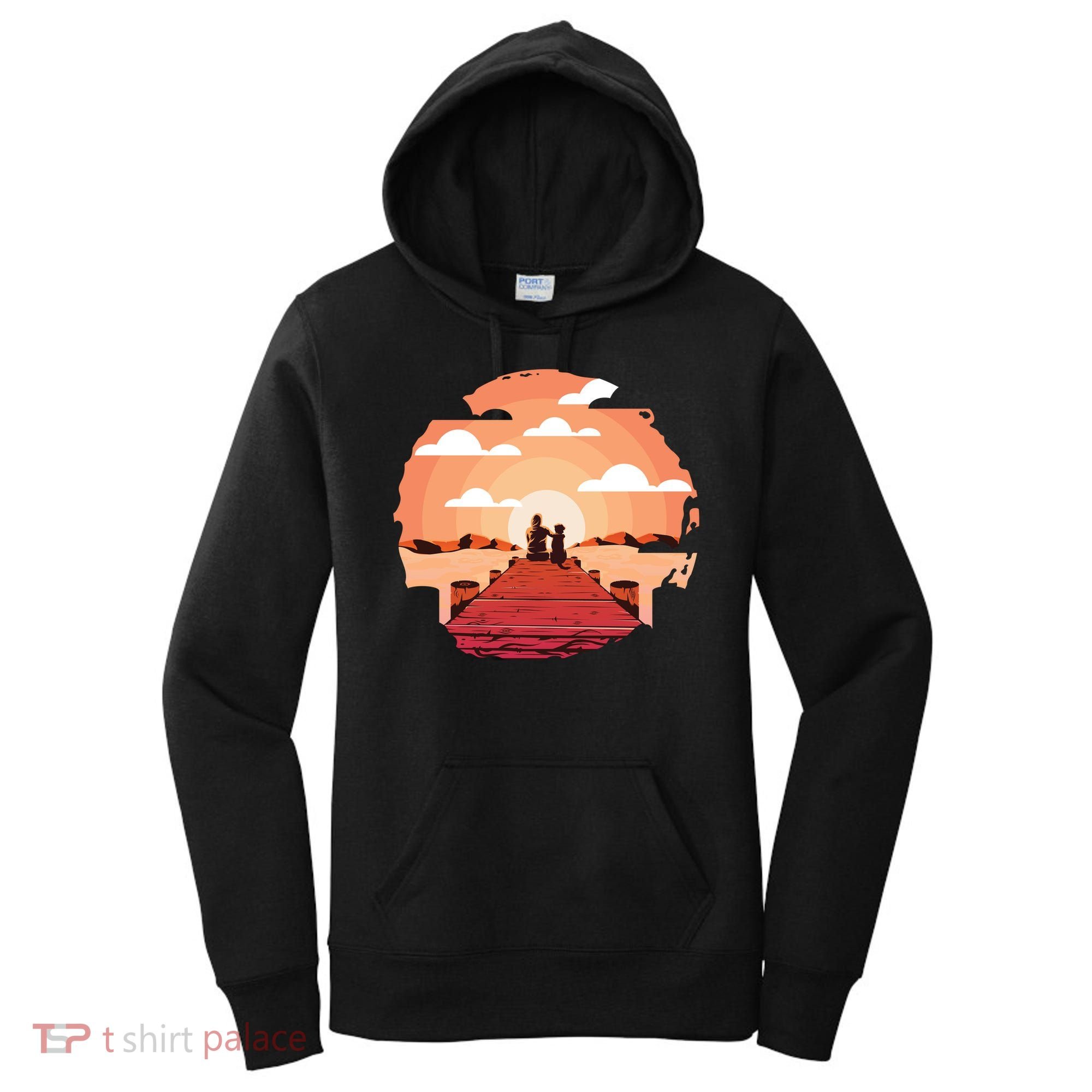 Dog Watching Sunset Women's Hoodie
