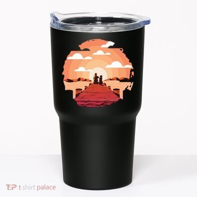 Dog Watching Sunset Tumbler