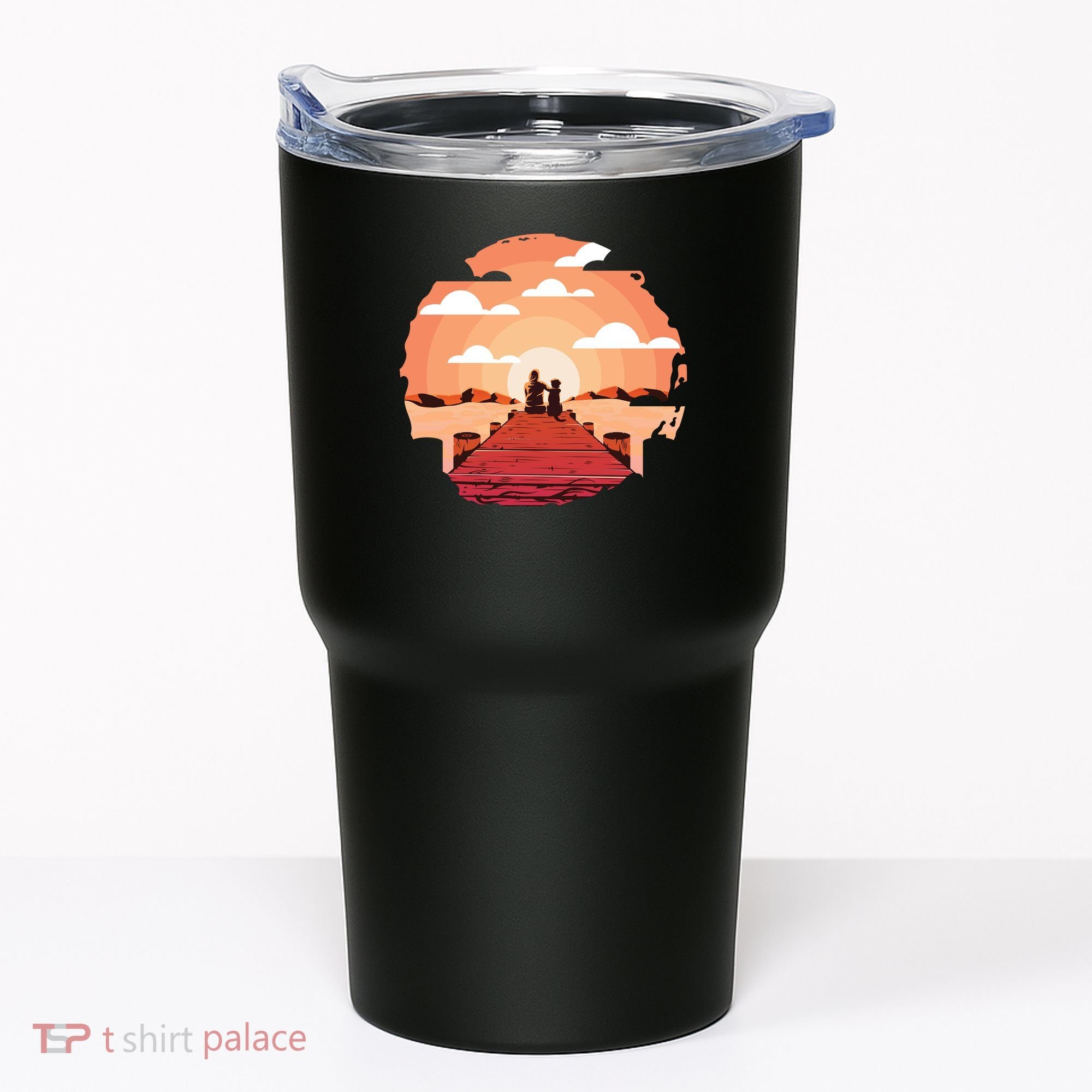 Dog Watching Sunset Tumbler