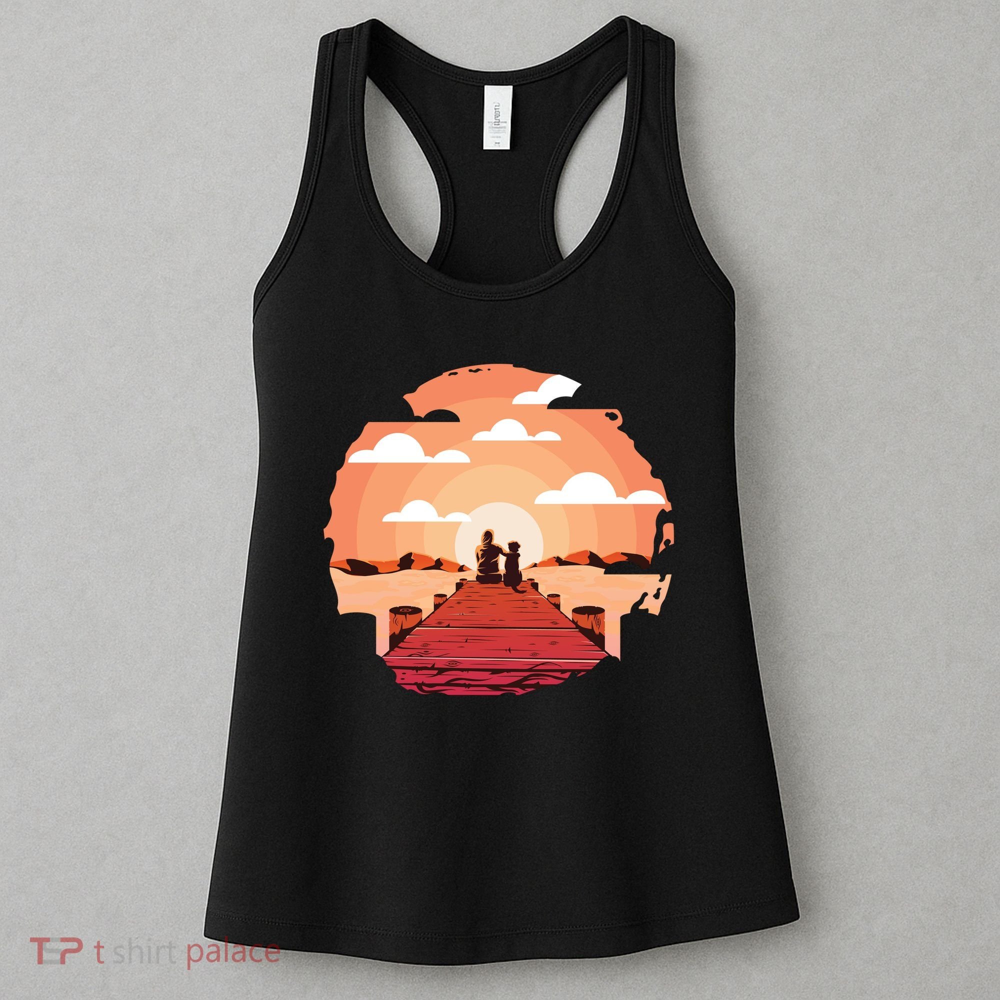 Dog Watching Sunset Women's Tank Top