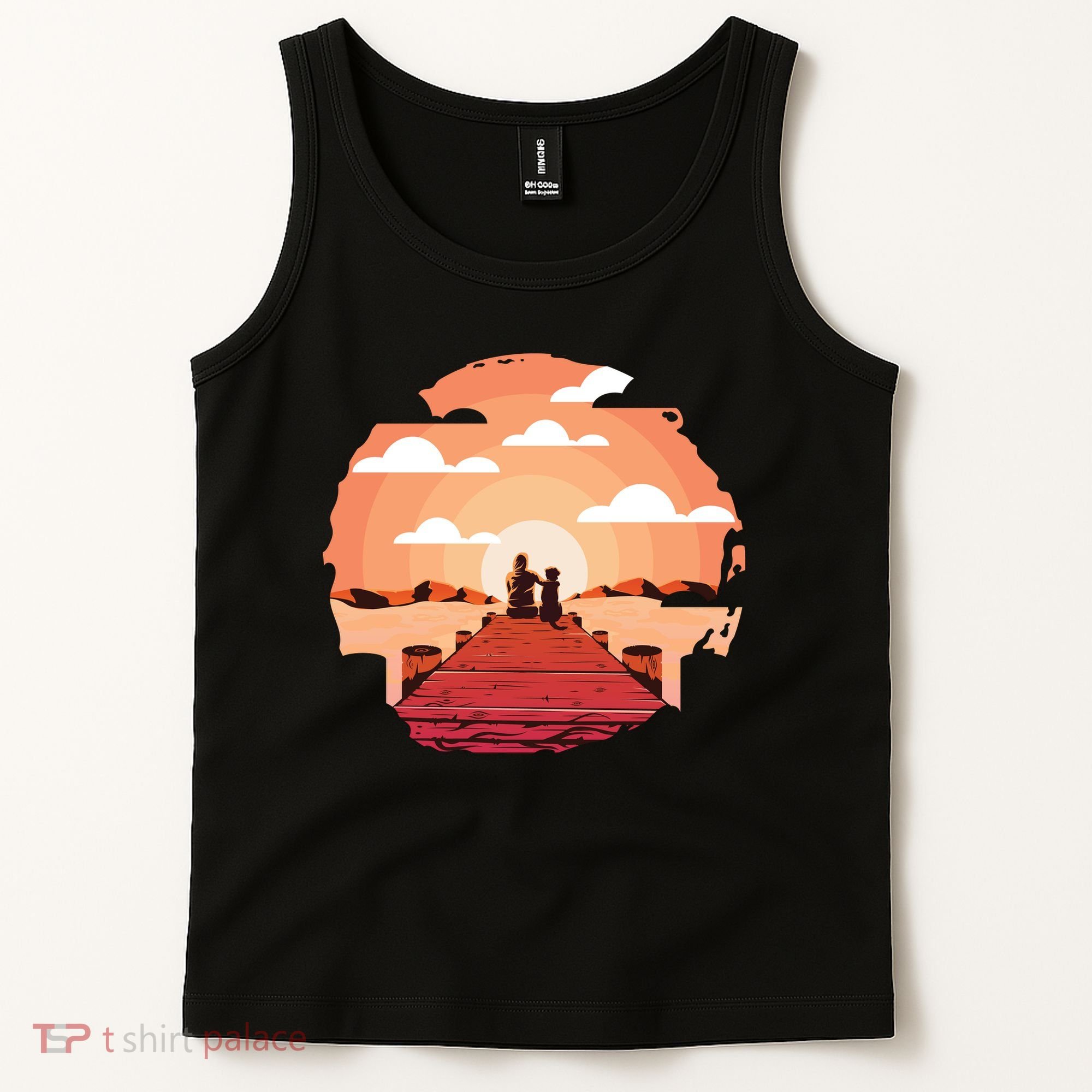 Dog Watching Sunset Tank Top