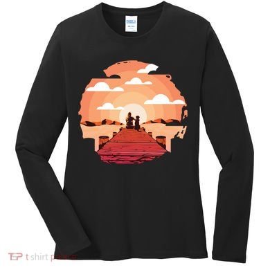 Dog Watching Sunset Women's Long Sleeve Shirt