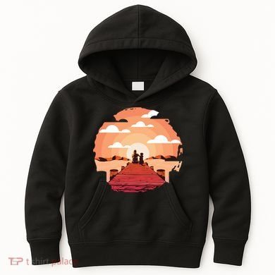 Dog Watching Sunset Kids Hoodie