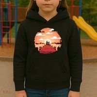 Dog Watching Sunset Kids Hoodie thumb 3