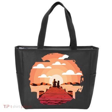 Dog Watching Sunset Tote Bag