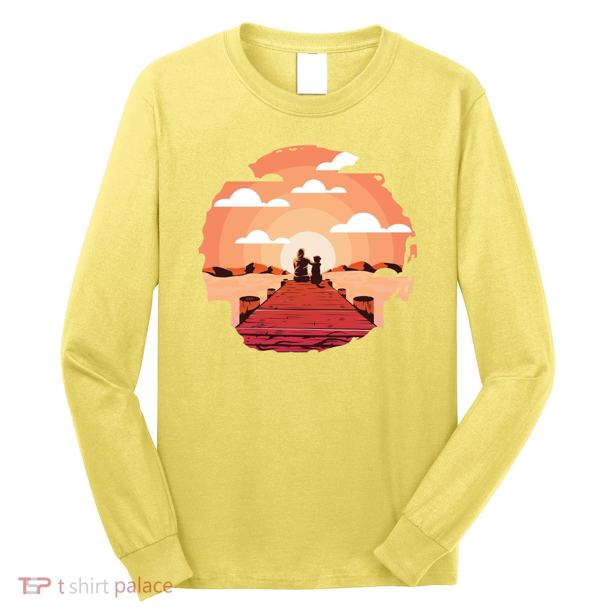 Dog Watching Sunset Long Sleeve Shirt