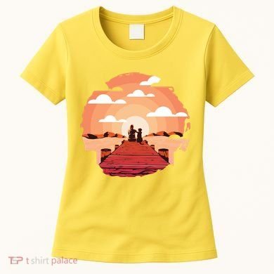 Dog Watching Sunset Women's T-Shirt
