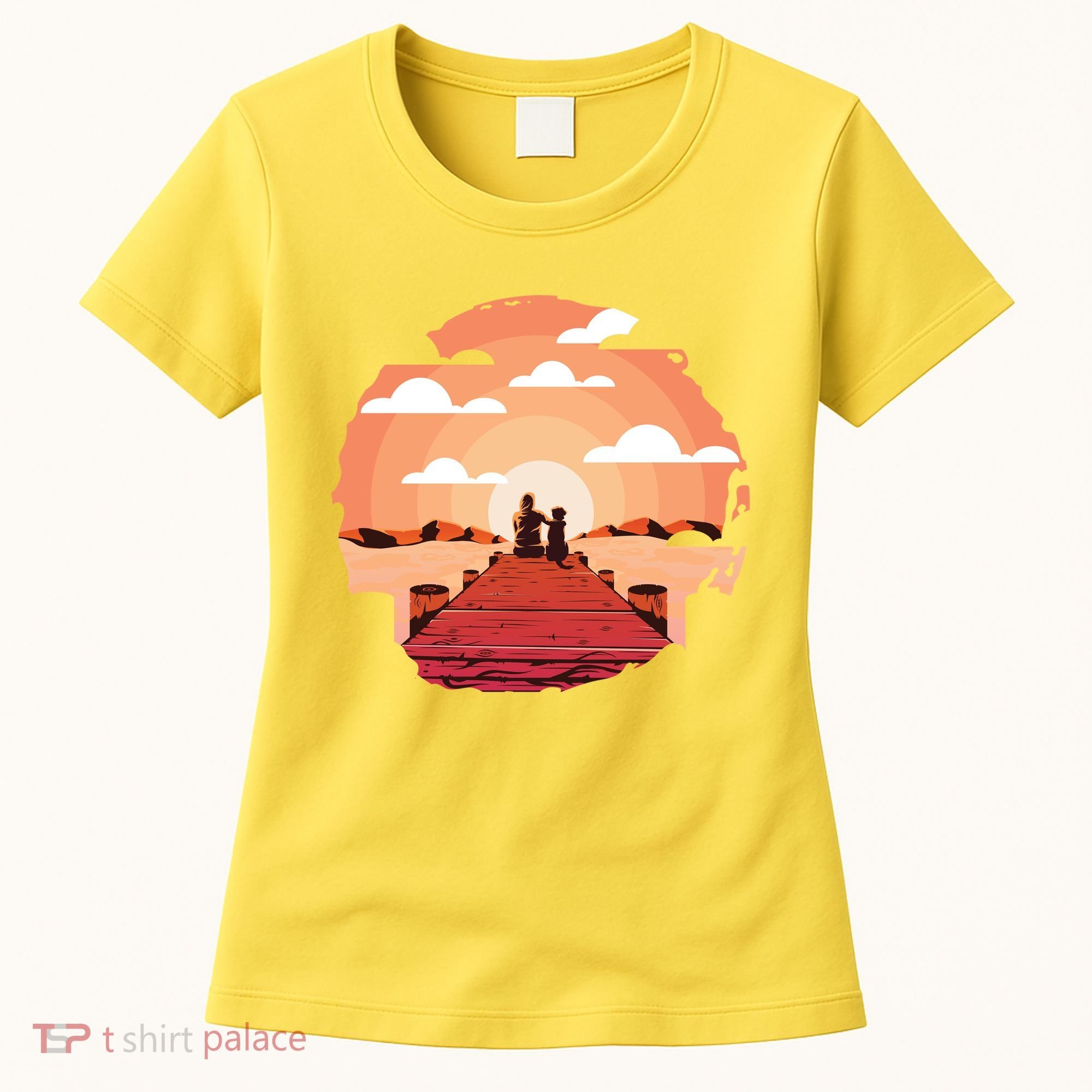 Dog Watching Sunset Women's T-Shirt