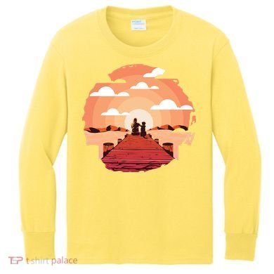 Dog Watching Sunset Kids Long Sleeve Shirt