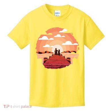 Dog Watching Sunset Kids T-Shirt