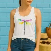 Dragonfly Warrior Semicolon Suicide Prevention Awareness Women's Tank Top thumb 2