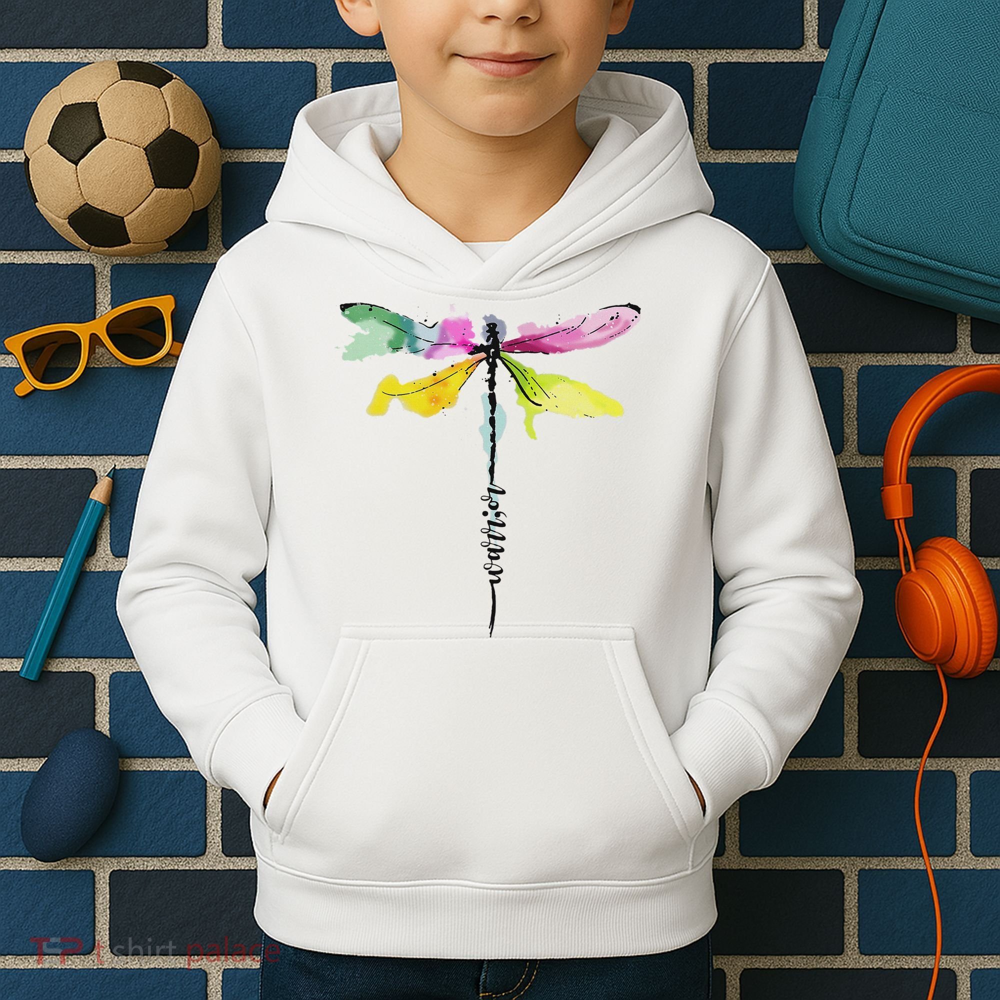 Dragonfly Warrior Semicolon Suicide Prevention Awareness Kids Hoodie