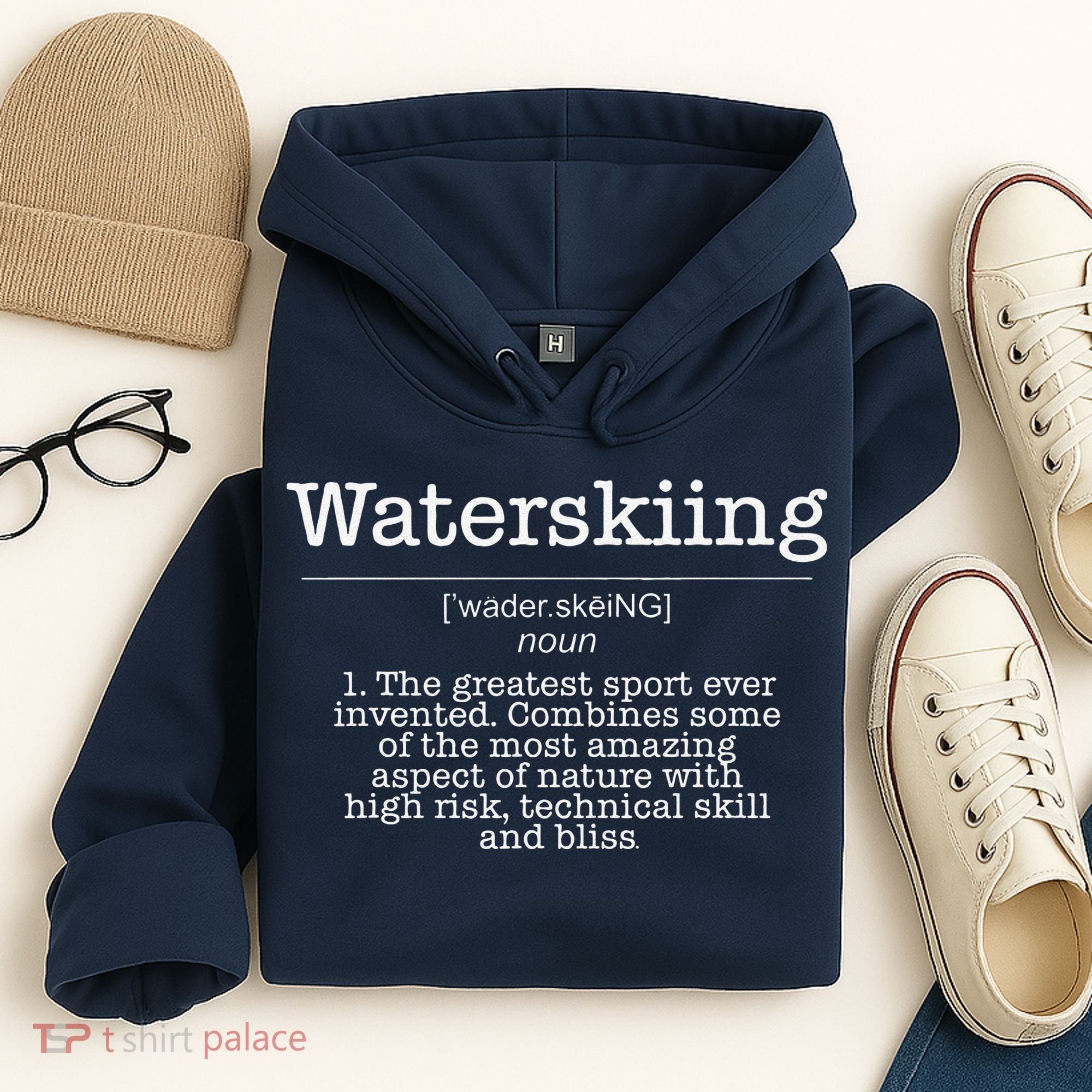 Definition Water Ski Skiing Waterskiing Waves Boat Hoodie